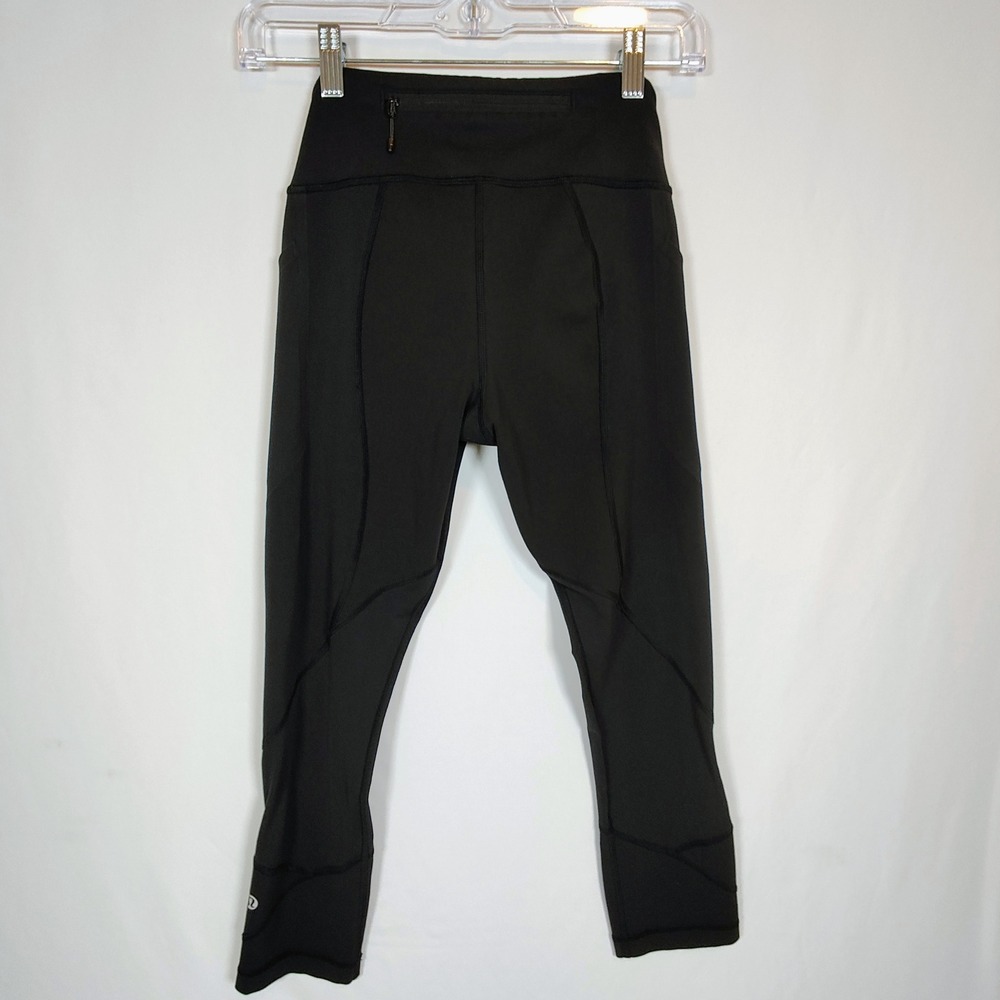 Lululemon Crop Leggings Women's 4 Black Speed Up Pockets Yoga Workout NWOT - Picture 5 of 11